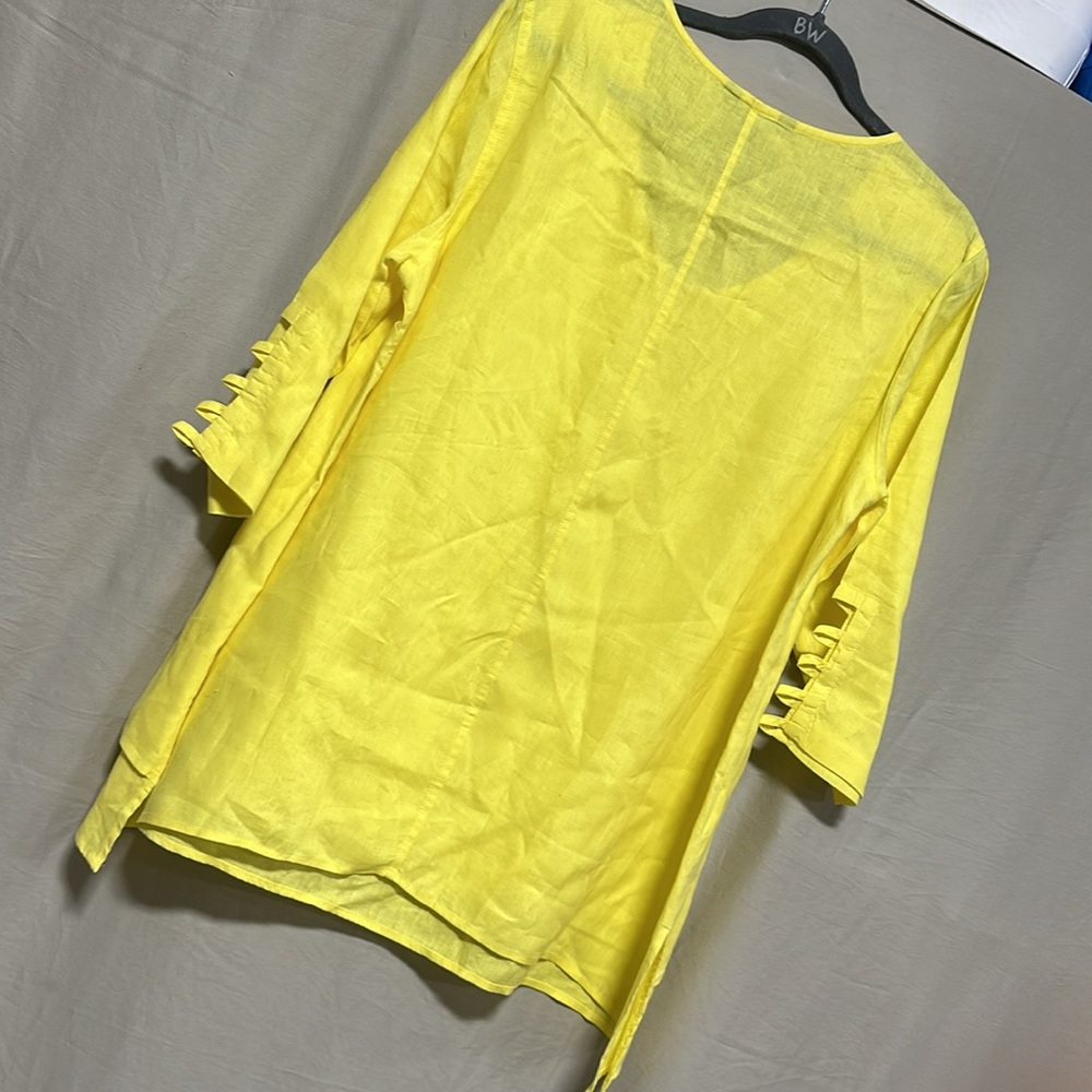 Ali Miles‎ linen yellow tunic top / Size L / Box 5-35 - Picture 7 of 8